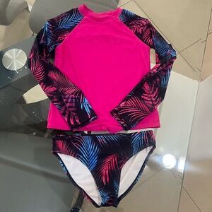 Calvin Klein girls 2 pieces rashguard swimsuit size large 12/14